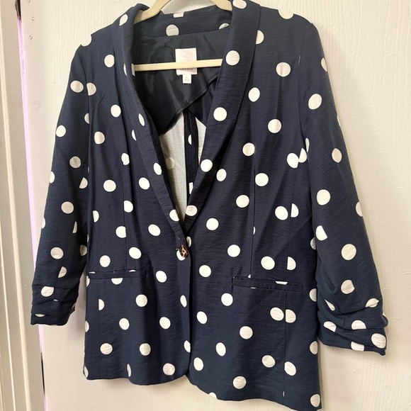 LC Lauren Conrad Navy Polka Dot Blazer - Picture 2 of 6